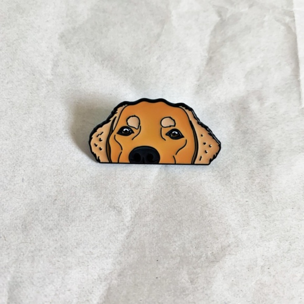 New Adorable Golden Retriever Close Up Nose Dog Face Enamel Pin 1.25”